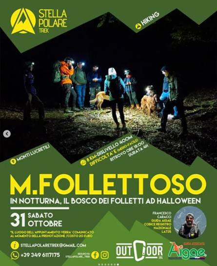 Monte Follettoso in notturna,il bosco dei folletti ad Halloween.