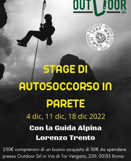 Stage di autosoccorso in parete, con la guida alpina Lorenzo Trento