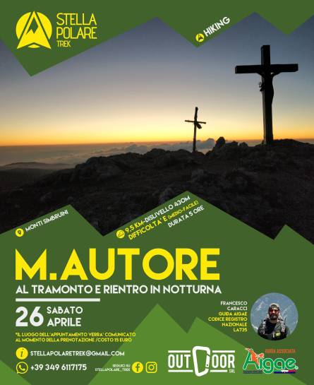 Monte Autore al tramonto e rientro in notturna con Stella Polare Trek